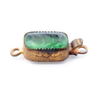 1 Strand Necklace Clasp Closer Vintage Czechoslovakia Green Glass Rhinestone