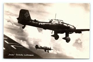 Vintage Postcard Rppc Duitsche Luchtwapen Luftwaffe German Stuka Plane I12