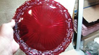 Vintage Avon 1876 Cape Cod Ruby Red Glass Dinner Plate 10 3/4” 4