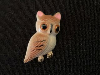 Vintage Enamel Owl Brooch Lapel Pin For Autumn Halloween Spooky Eyes