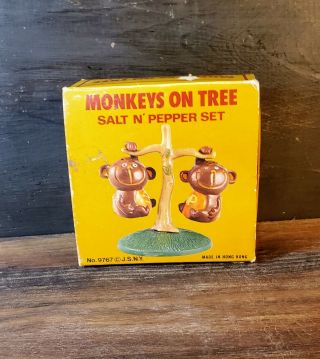 Vintage Monkeys On A Tree Salt And Pepper Shakers