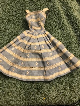 Vintage Barbie Doll Gingham Dress With Tag Zipper