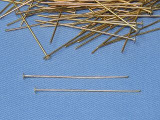 150 Brass 2 " Straight - Head Pins - Vintage Jewelry Making Findings