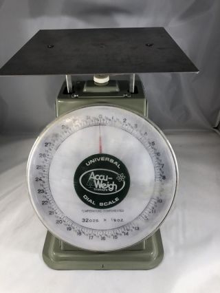 Vtg Accu Weigh Dial Scale Temperature Compensated Japan 32ozs X1/8oz Bench Top