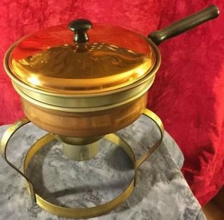 Vintage Copper Fondue Chafing Warming Pot Set With Burner/stands 6 Forks
