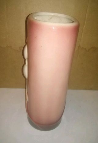 Vintage Royal Copley Raised Leaf Art Deco Pottery Vase Pink Grey RETRO MCM 4
