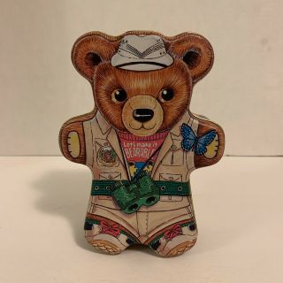 Vintage Ranger Nature Bear Tin Lets Make It Bearable Bear Shaped Container W Lid