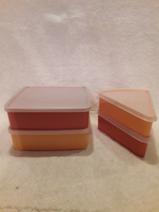 Vtg Tupperware 2 Sandwich Keepers 1458 & 2 Pie Keepers 269 With Lids
