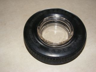 Vintage Firestone Rubber Tire Glass Ashtray Embossed With Firestone 721