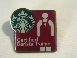 Vintage Starbucks Old Style Logo Certified Barista Trainer Pin Back Hat Pin