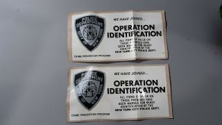 2 Vintage Stickers York City Nyc Crime Prevention Operation Identification