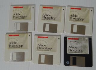 Vintage 1993 Adobe Photoshop Version 2.  5 For Macintosh Disk 1 - 5 2.  5.  1 Update Dis