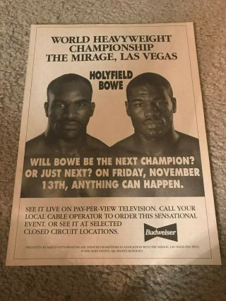 Vintage 1992 Evander Holyfield Vs Riddick Bowe Poster Print Ad Boxing Rare
