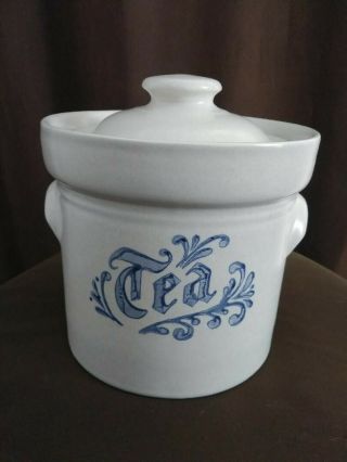 Pfaltzgraff Yorktowne Vintage Tea Canister 1 Qt With Lid And Tab Handles