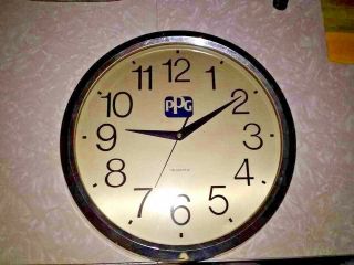 Rare Vintage Ppg Paints Dealer Battery Operated Quart Wall Clock,  14 " Diameter