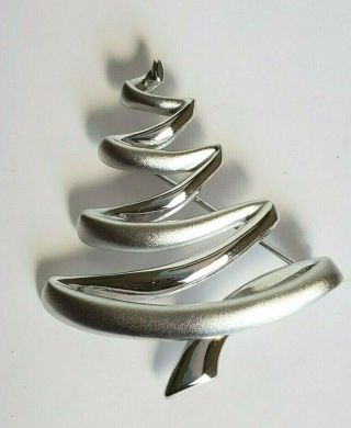Vintage Sterling Silver Christmas Tree Brooch Pin Modernist Signed Bab Ballou