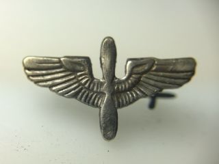 Wwi Pilot Wings Silver Lapel Pin Antique Vintage