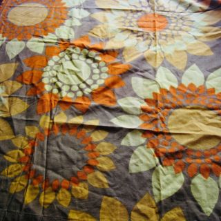 68cm X122cm Gigantic Yellow Orange Sunflower Vintage 1960s Cotton Curtain Fabric
