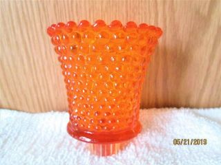 Vintage Orange Hobnail Glass Votive Candle Holder