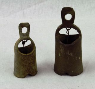 Antique - Vintage Small Brass Bells Set Of 2