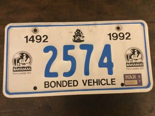 1992 Bahamas Caribbean Grand Bahama License Plate.  Vintage Foreign Tag