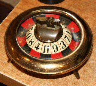 Vintage Continental Metal Casino Spinning Roulette Wheel Table Lighter