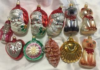 11 Colombia Vintage Hand Blown Glass Christmas Tree Ornaments