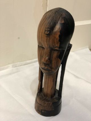 Vintage Hand Carved Sculpture African Tribal Art - Ebony Wood