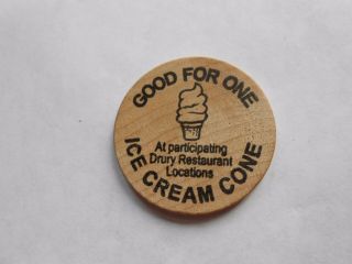Vintage Burger King Good for 1 Ice Cream Cone Advertising Wooden Nickel Token 2