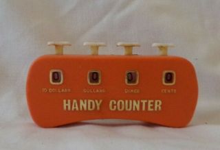 Vintage Handy Counter Orange Plastic Counts $10,  Dollars,  Dimes And Cents