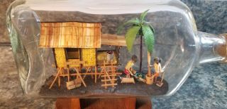 Vintage Philippines Souvenir Art In A Bottle Tropical Hut Cool