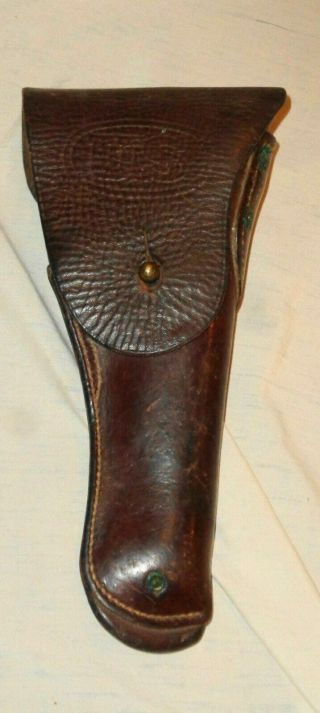 Antique Vintage Us Military Flap Holster Brown Leather Wow Look