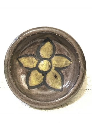 Vintage Australian Pottery Betty Mclaren Warrandyte Yellow Flower Small Dish