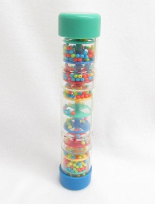 Vtg Battat Baby Toy Sensory Rattle Tumbling Plastic Multi - Color Beads