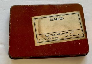 Vintage Antique Tin No.  15 Milton Bradley Co.  With Pressed Crayons Springfield MA 3