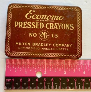 Vintage Antique Tin No.  15 Milton Bradley Co.  With Pressed Crayons Springfield MA 4