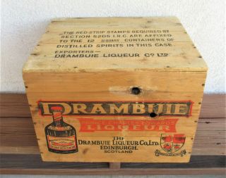 Vintage 1969 Drambuie Liquor Scotch Whisky Wood Crate
