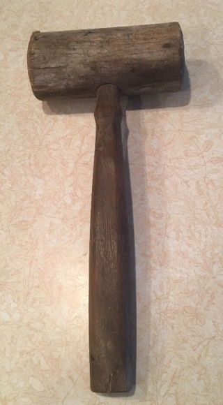 Vintage Wooden Mallet /hammer Antique Tool