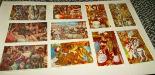 10 Vtg Unsent Diego Rivera Fresco Paintings Postcards National Palace Mexico