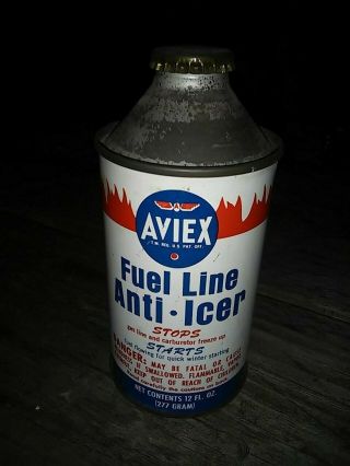 Vintage Metal Can Aviex Motor Fuel Line Anti Icer Oil Can Full Niles Mi