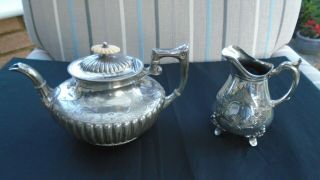 Antique/vintage Epns Tea Pot And Milk Jug