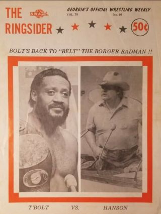 Rare Vintage 1970s Georgia Championship Wrestling Ringsider Program Nwa Wwe Wwf
