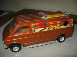 Vintage Ertl Metallic Bronze " Sandvan " Toy With Surfboards