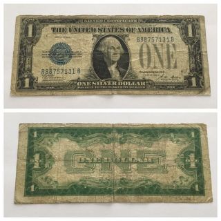 Vintage 1928 - A One Dollar $1 Silver Certificate Bill Funnyback Blue Washington