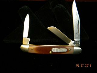 Vintage Usa Made Schrade Old Timer 1080t 3 - Blade Pocket Knife - Gently