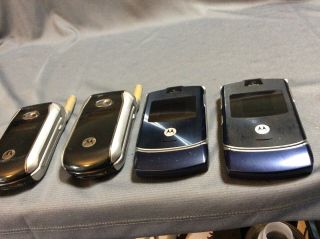 4 Vintage Motorola Razor Flip Phones
