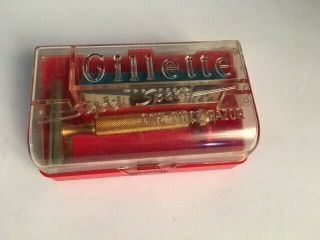 Vintage Gillette Speed Razor W/red Case And Razors