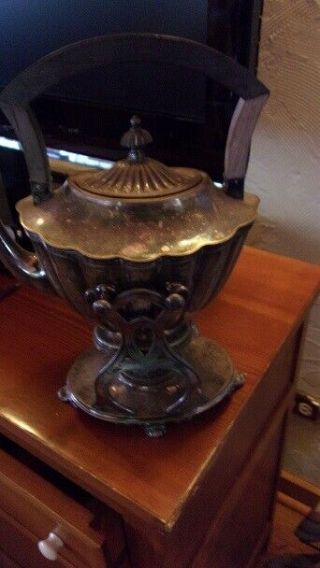 Vintage Antique English Victorian Silver Plate Tilting Warming Coffee / Tea Pot