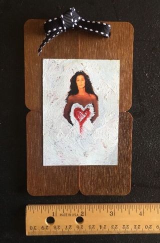 Vintage CHER Framed Painting NAZZARO Art Heart Love RARE One Of A Kind 3