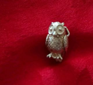 Detailed 3d Owl Vintage Sterling Silver Charm Pendant,  3 Grams,  Not Scrap